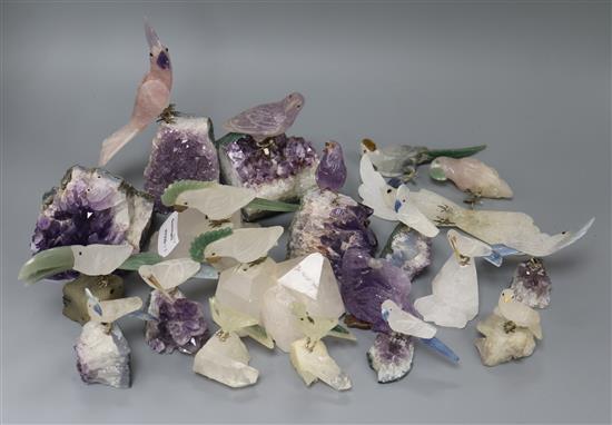 A quantity of quartz and hardstone models of exotic birds